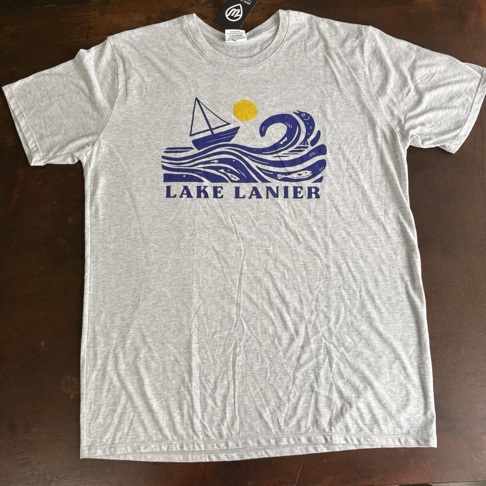 Where I'm From Lake Lanier T-Shirt Mens XL Gray Sailboat Fishing Graphic Tee New